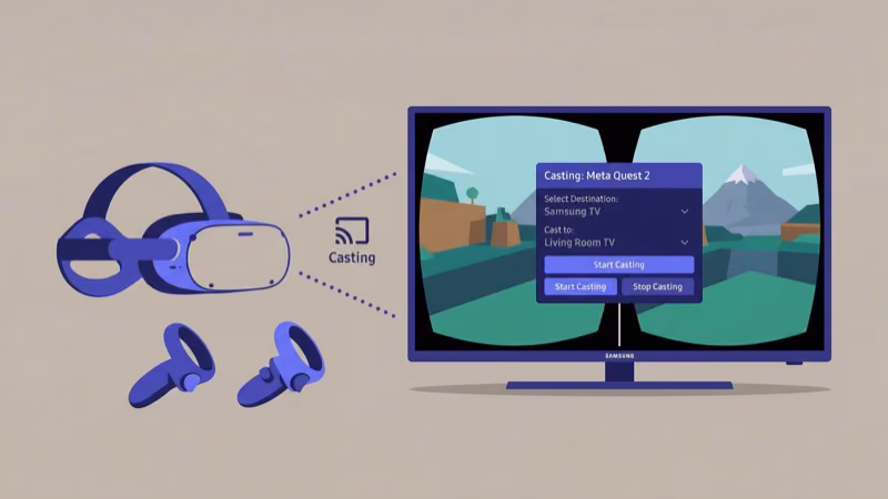 iPhone Control Center Screen Mirroring connecting Meta Quest 2 to Samsung TV via AirPlay