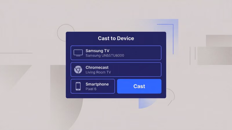 Meta Quest 2 headset casting menu with Google TV Streamer selected as the display target
