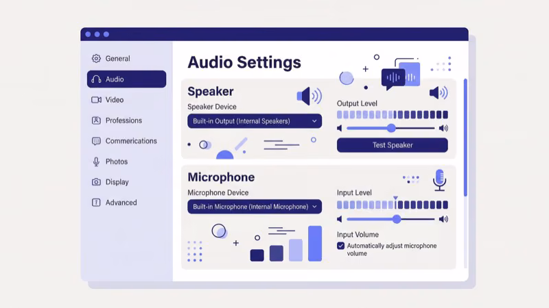 iPhone Zoom app audio routing settings showing speaker output and Bluetooth options