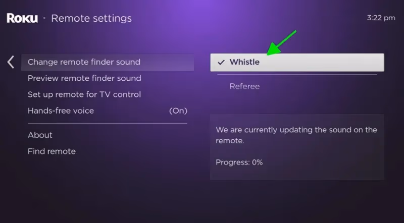 Roku Change Remote Finder Sound 1