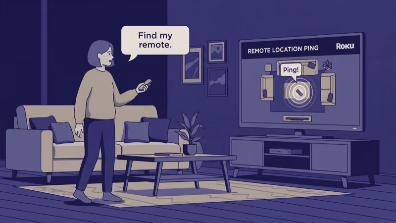 Voice command to locate lost Roku remote using smart speaker