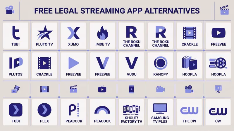 Comparison of Tubi Pluto TV and Peacock free streaming services available on smart TVs