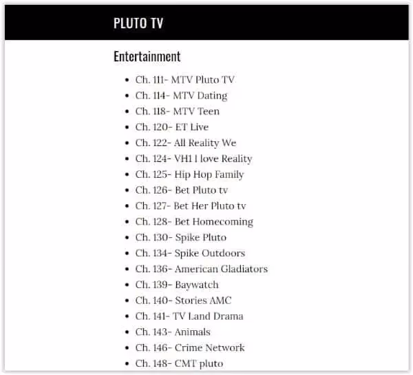 Visit The Channel List To Search Through Pluto Tv