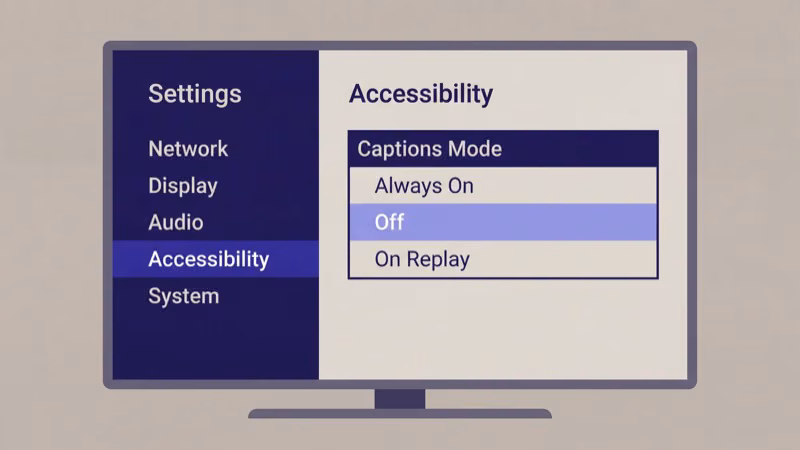 Streaming device system caption settings on Roku and Fire TV