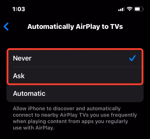 Turn Off auto Airplay 1