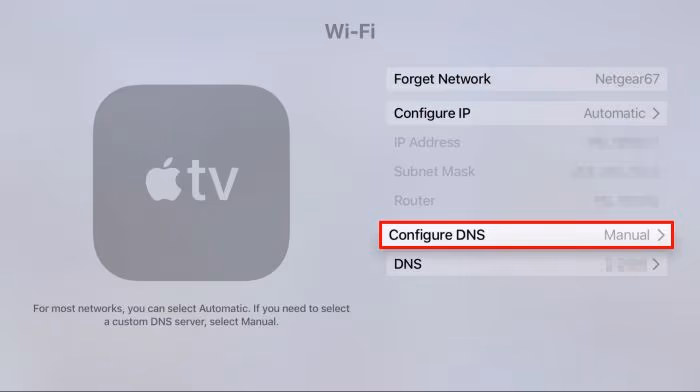 Configure DNS on Apple TV