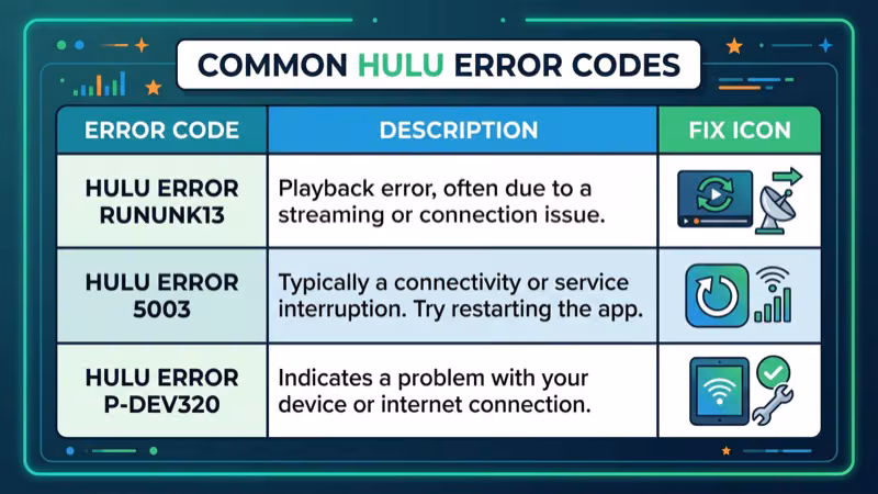 Hulu error code displayed on smart TV screen with troubleshooting steps