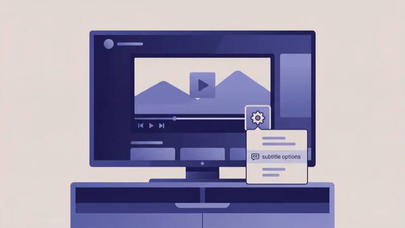 Hulu mobile app playback screen with gear icon for subtitle settings
