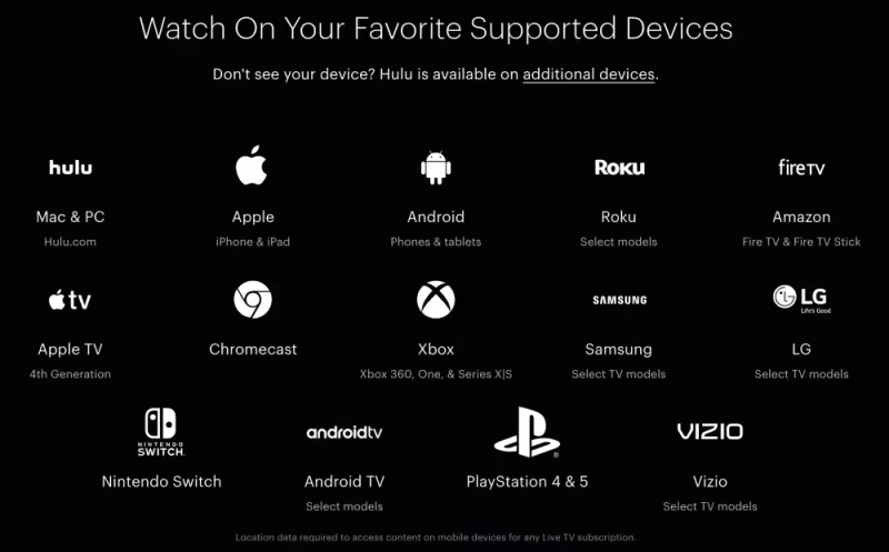 Hulu Supported Streaming Devices