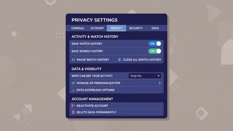 Hulu account Privacy and Settings page showing US State Privacy Rights watch history clear option