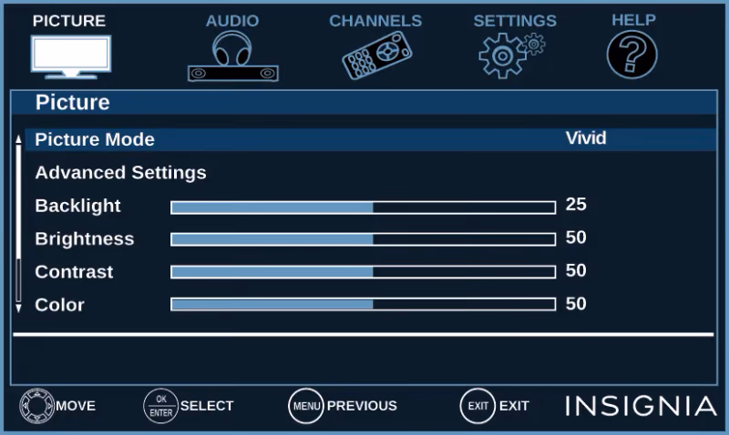 Insignia Tv Picture Settings