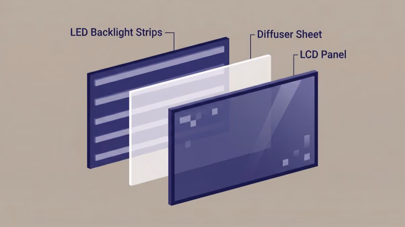 LED backlight strips inside an Insignia TV showing common hardware failure points