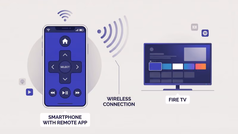 Roku mobile app virtual remote screen connected to Insignia Roku TV over Wi-Fi