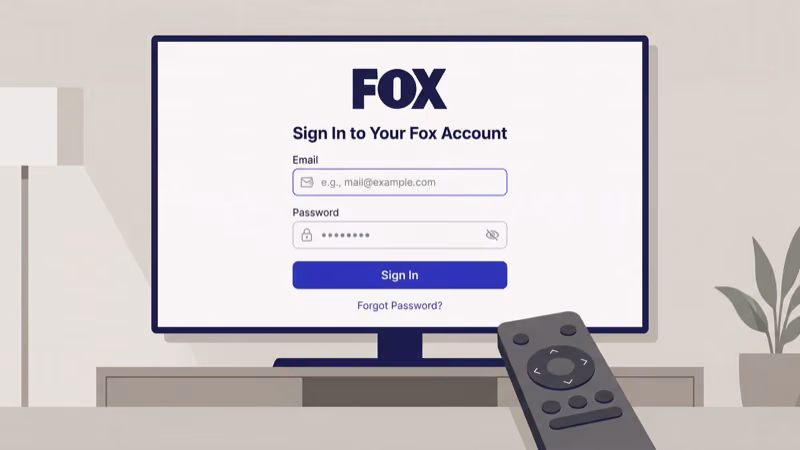 Fox Now app TV provider login screen on a streaming device