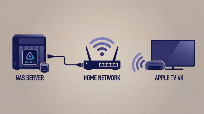 Jellyfin server hardware setup with NAS and Intel CPU for 4K transcoding