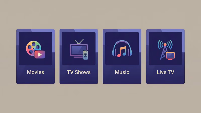 Kodi add-on library browser showing community add-ons available for Apple TV