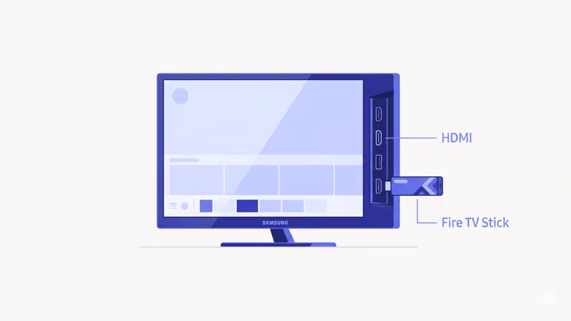 Fire TV Stick 4K plugged into Samsung TV HDMI port for Kodi