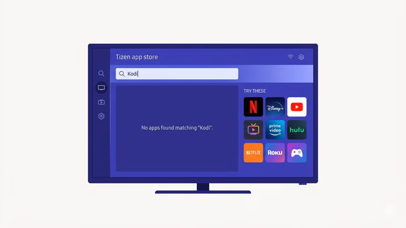 Samsung TV Tizen app store showing no results for Kodi search