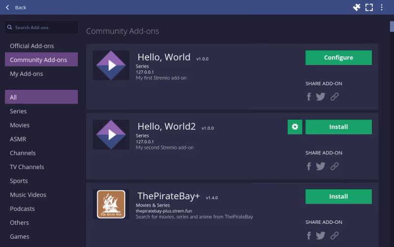 Stremio Add Ons