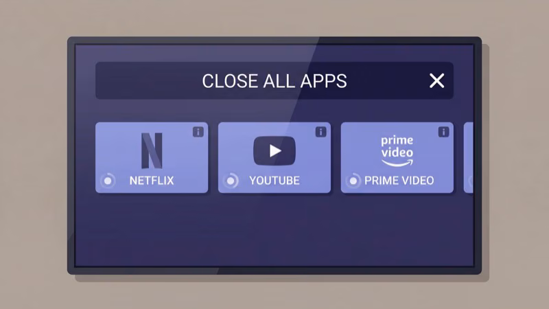 LG TV background apps running with close all button highlighted