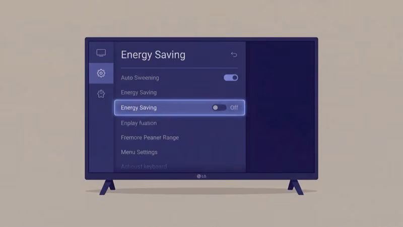 LG TV Energy Saving settings menu with step option turned off