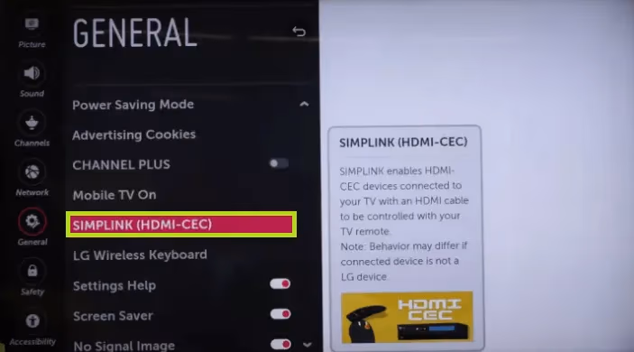 Lg Tv Simplink (hdmi Cec)