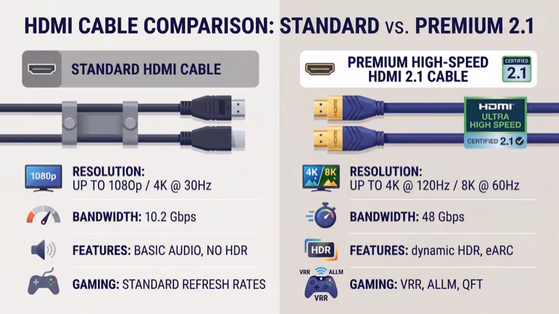 Premium High Speed HDMI cable being inserted into LG TV HDMI port on rear panel
