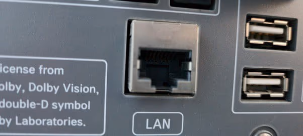 Plug an ethernet cable to fix LG TV Not Connecting to WiFi
