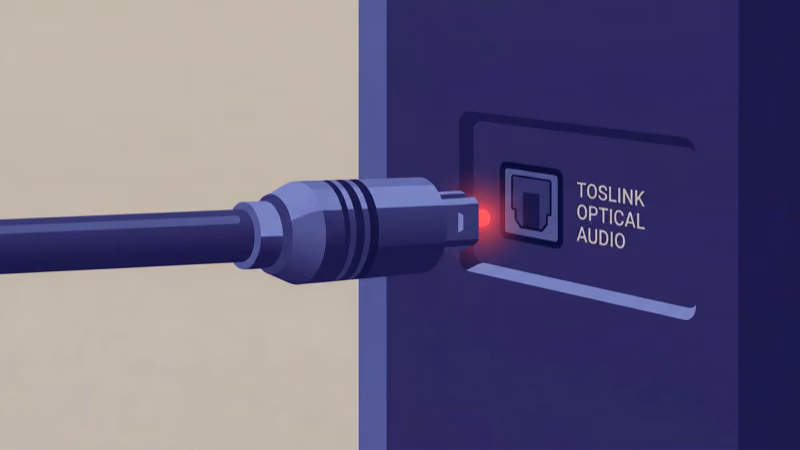 Toslink optical cable connector showing the fiber optic light path