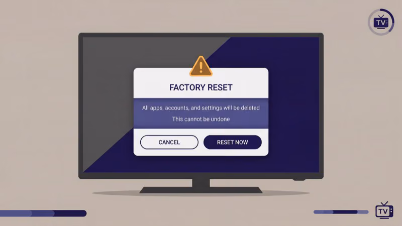 LG TV reset to initial settings confirmation screen before factory reset