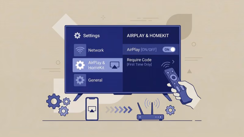 Enabling AirPlay in smart TV settings on Samsung LG Sony and Vizio