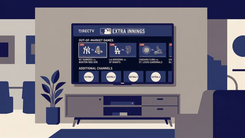 DirecTV Extra Innings package showing out-of-market MLB games on channels 720 to 749