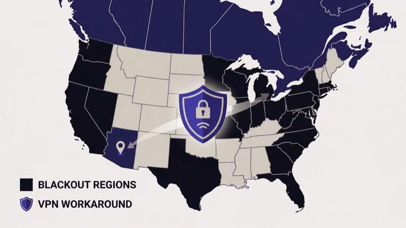 MLB TV blackout map showing regional market restrictions for local game streaming