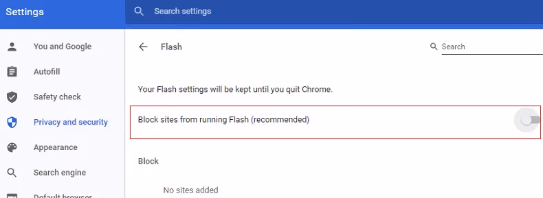 Chrome Clear Flash Cookies