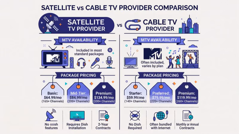 Comparing DISH Network versus Philo and Sling TV for watching MTV