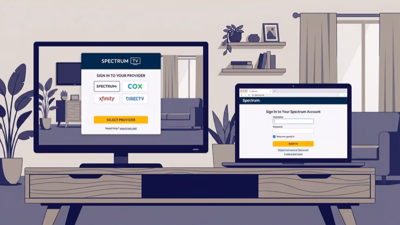 Signing into MTV website using Spectrum cable provider credentials on a phone