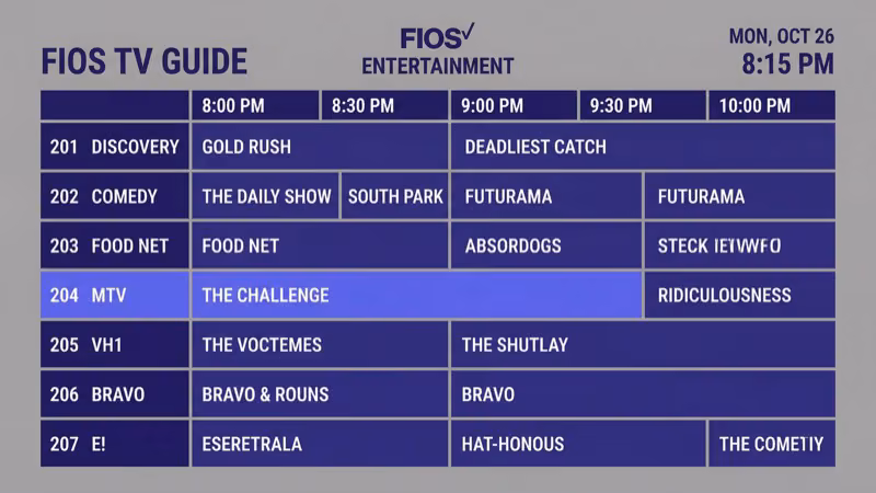Verizon Fios TV channel guide showing MTV on channel 331