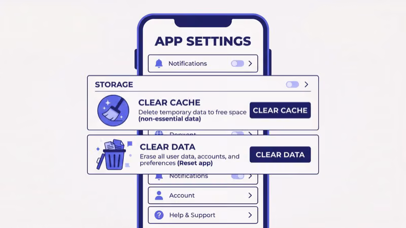 Roku settings screen showing advanced system settings for clearing app cache