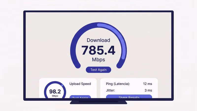 Speedtest app results on Apple TV showing internet download speed for Netflix