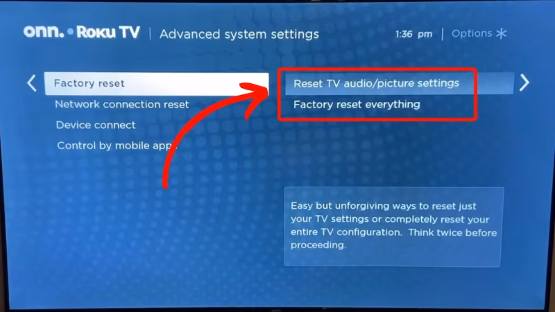 Onn Roku Tv Factory Reset Everything
