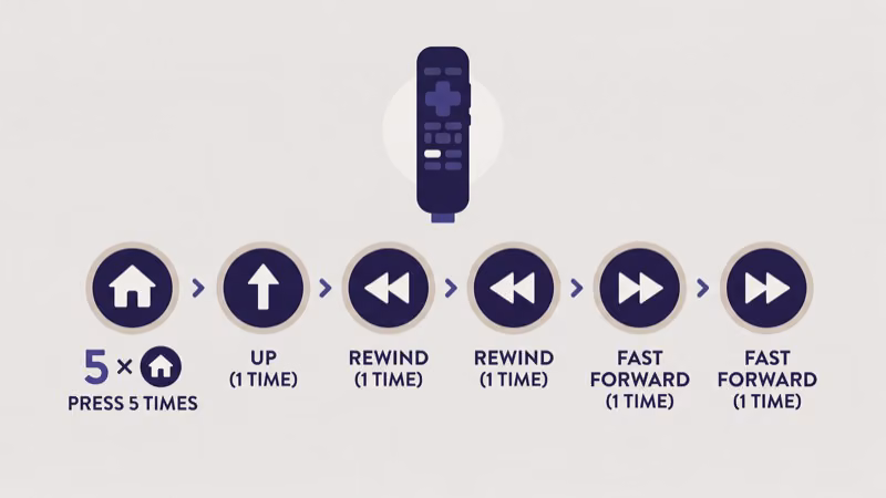 ONN Roku TV remote showing button sequence to clear cache and stop restart loop