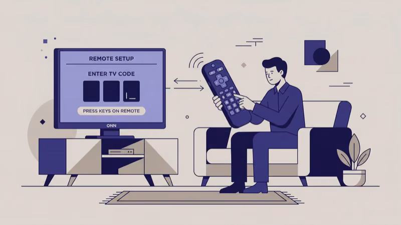 Entering four digit code on ONN universal remote for TV programming