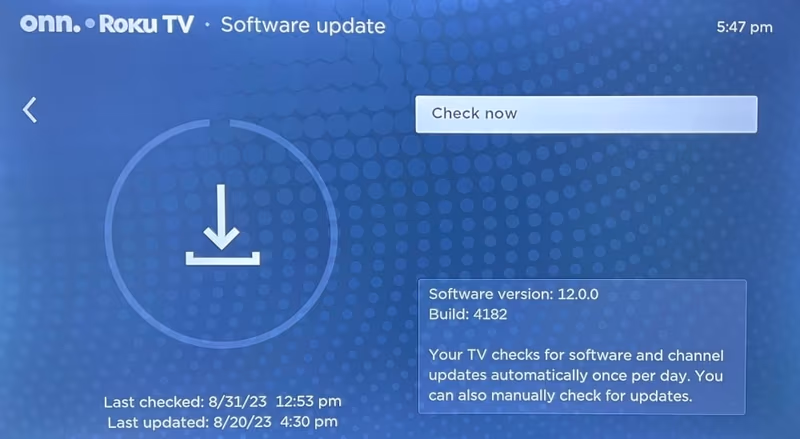 Onn Roku Tv System Update Check Now