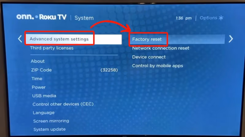 Onn Tv Factory Reset