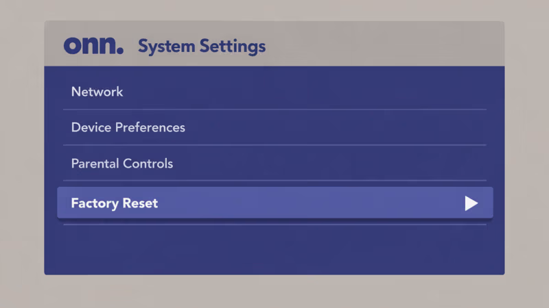 Roku settings menu path for factory reset through Advanced System Settings