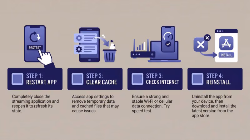 LG TV settings menu for troubleshooting Peacock app issues