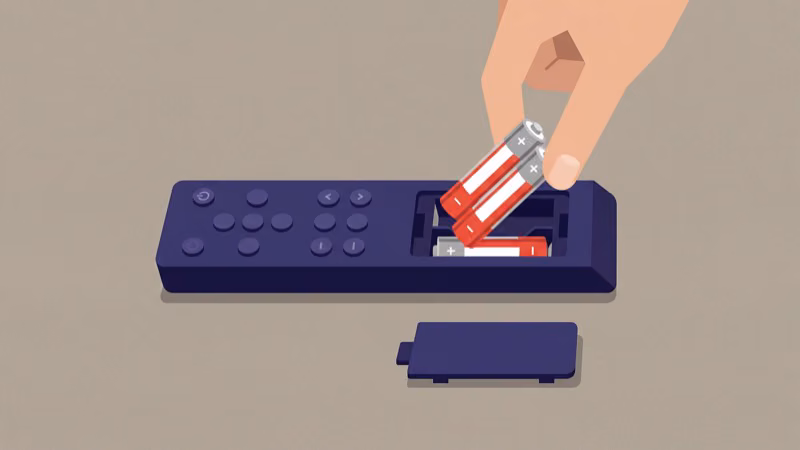 TV remote batteries being removed for remote reset procedure