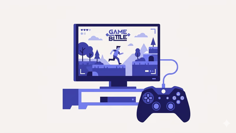 Game controller and TV screen showing high performance gaming setup