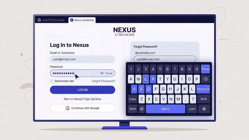 Opening philo.com in LG Smart TV web browser to stream live TV