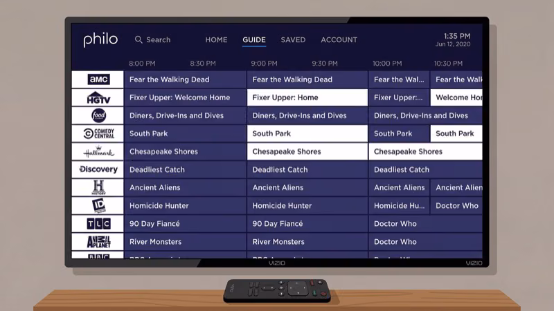 Philo TV channel lineup showing 70 plus live entertainment and lifestyle networks available